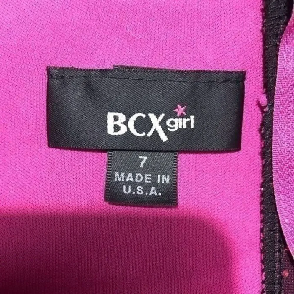 BCX girl Black and cherry red dress size 7. S101